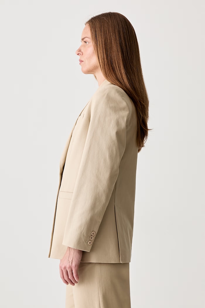 A.P.C. veste lucy double-breasted suit jacket cotton Women's COHFU.F03212 beige SS25