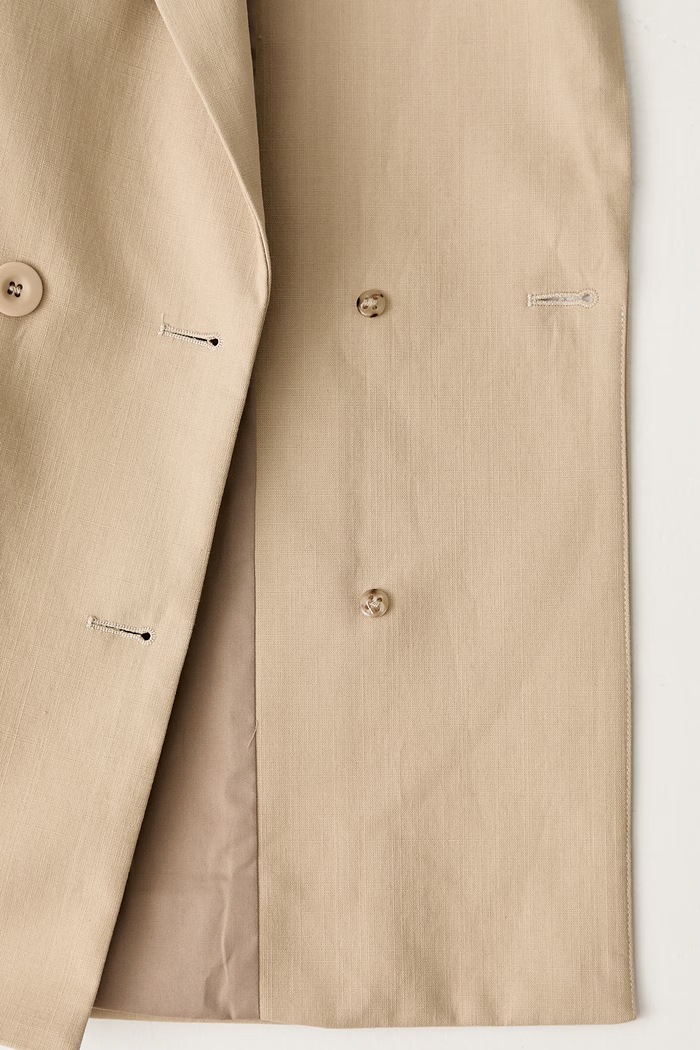 A.P.C. veste lucy marynarka dwurzędowa bawełniana damska COHFU.F03212 beżowy