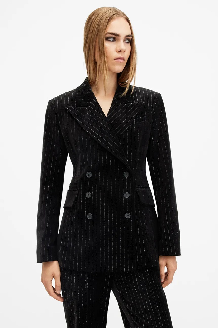 Bavlněné sako AllSaints SEVENH černá W026QB