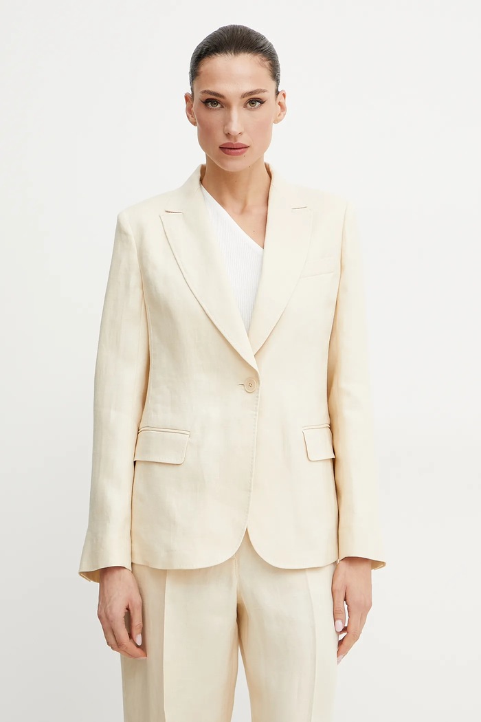 Ľanové sako Weekend Max Mara látka béžová 2515041012600