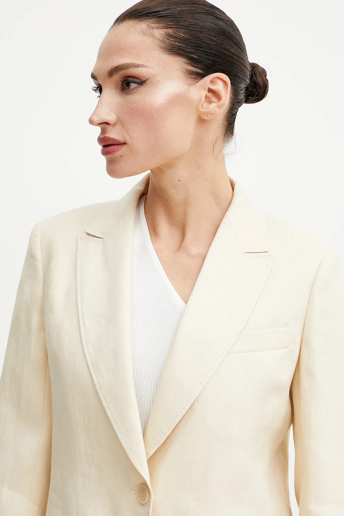 Ľanové sako Weekend Max Mara béžová 2515041012600