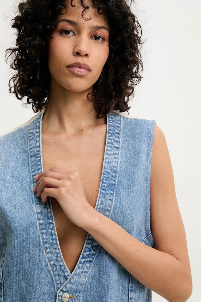 Prsluk Moschino Jeans plava 1001.3717
