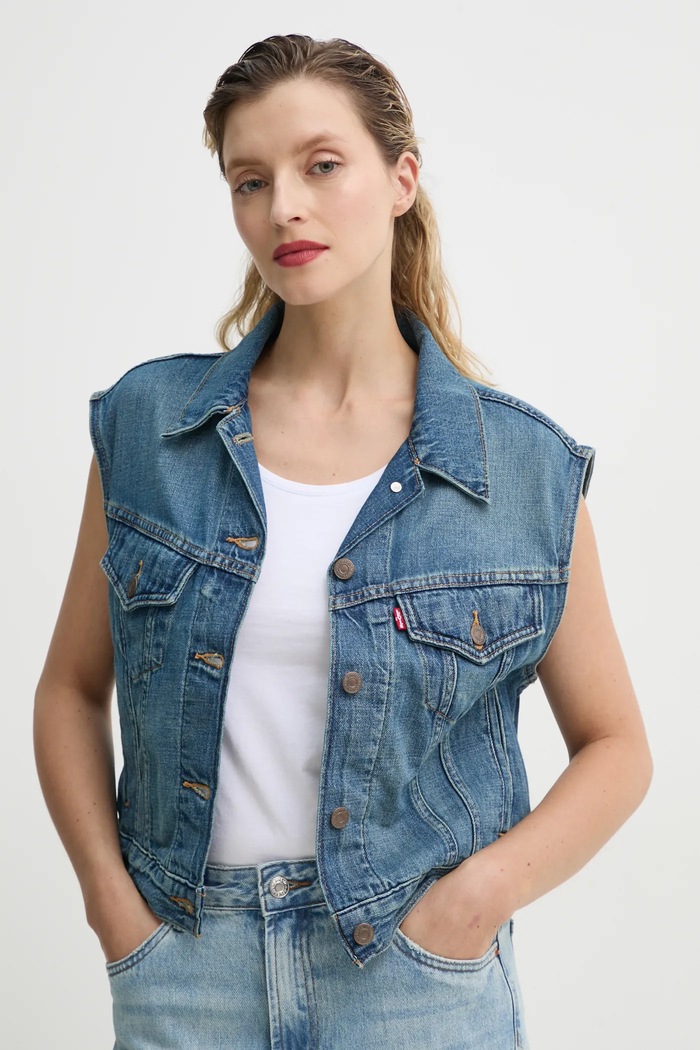 Levi's bezrękawnik SHRUNKEN 90S VEST 001W2 niebieski