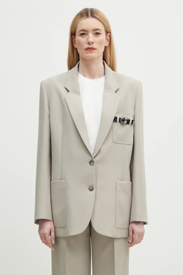 Coperni blazer Belted Pocket Tailored oversize beige COPV69F3004
