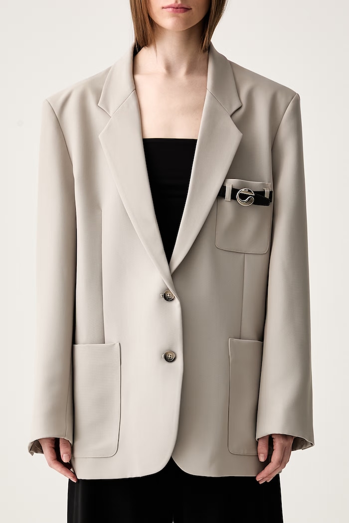 Coperni Belted Pocket Tailored giacca monopetto da donna beige COPV69F3004