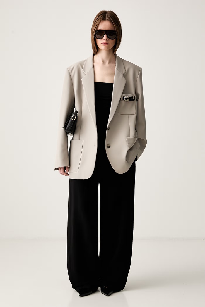 Coperni Belted Pocket Tailored sacou cu un singur rând de nasturi pentru femei COPV69F3004