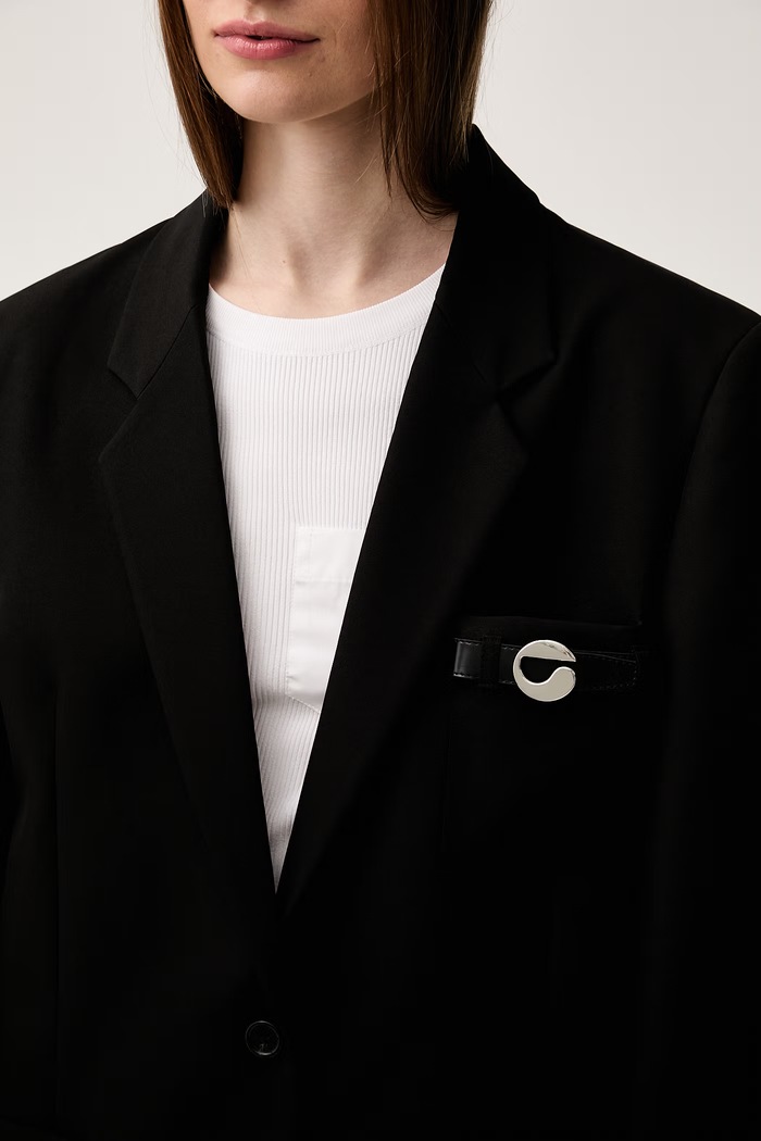 Coperni Belted Pocket Tailored sacou cu un singur rând de nasturi pentru femei COPV69F3004 negru