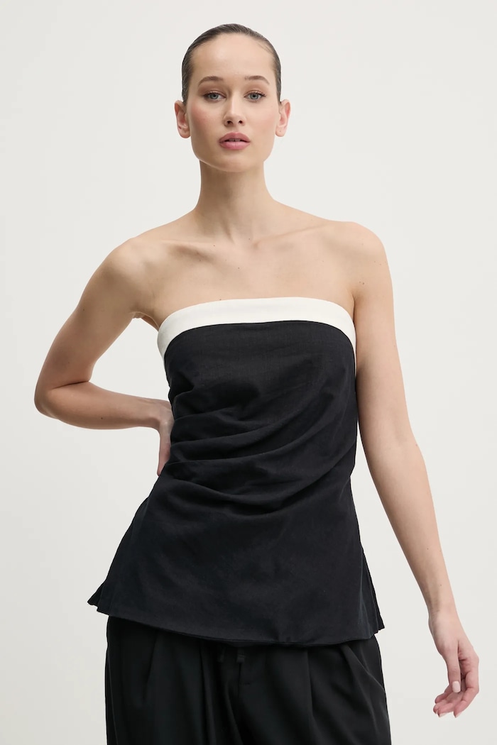 Abercrombie & Fitch top di lino slim nero KI140.5047.900