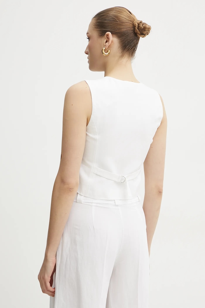 Oblečenie Vesta s prímesou ľanu ERMANNO Firenze 56TN002ES1 biela