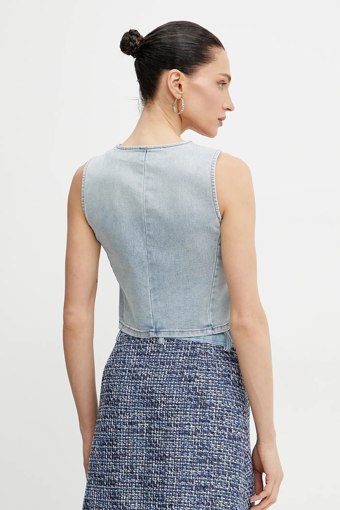 Îmbrăcăminte Morgan vesta jeans CFLA CFLA albastru