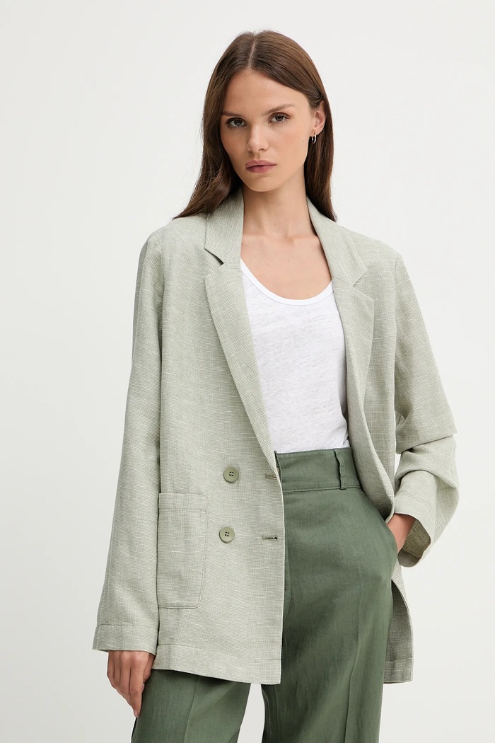 United Colors of Benetton Marynarka lniana zielony 265XDW035