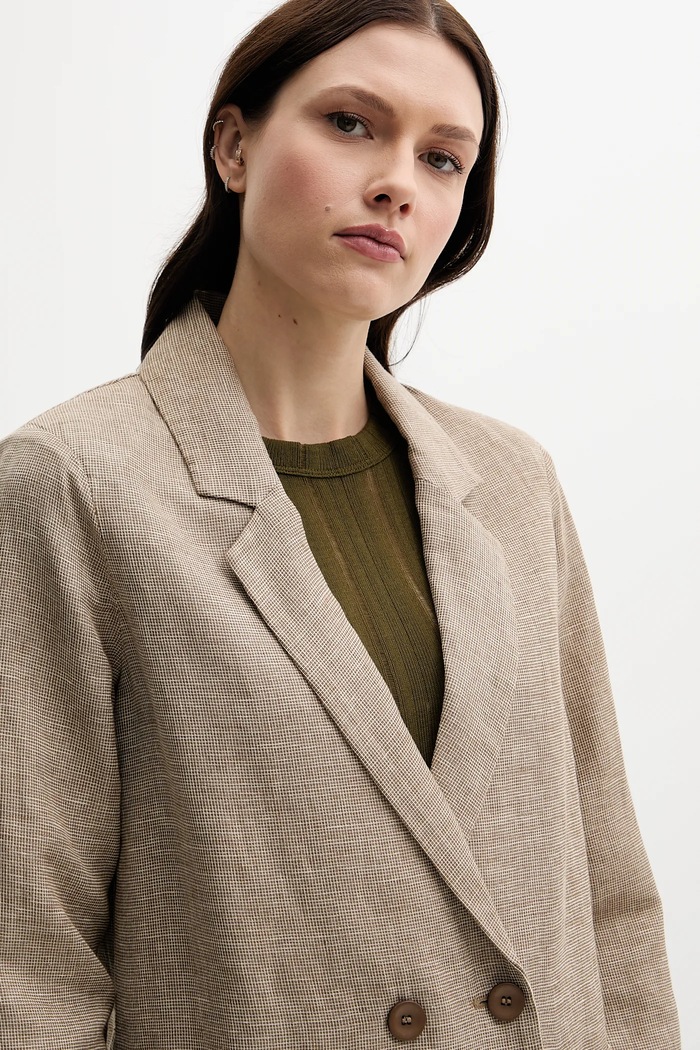 United Colors of Benetton marynarka lniana beżowy 265XDW035