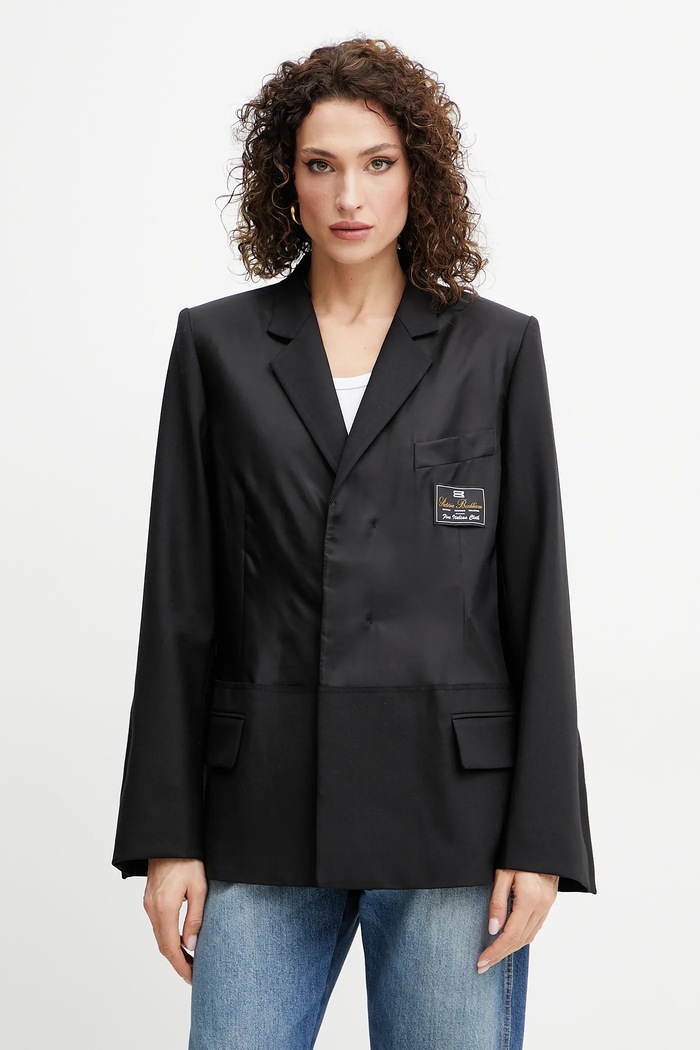 Blazer s příměsí vlny Victoria Beckham nášivka černá 1225WJK006168B