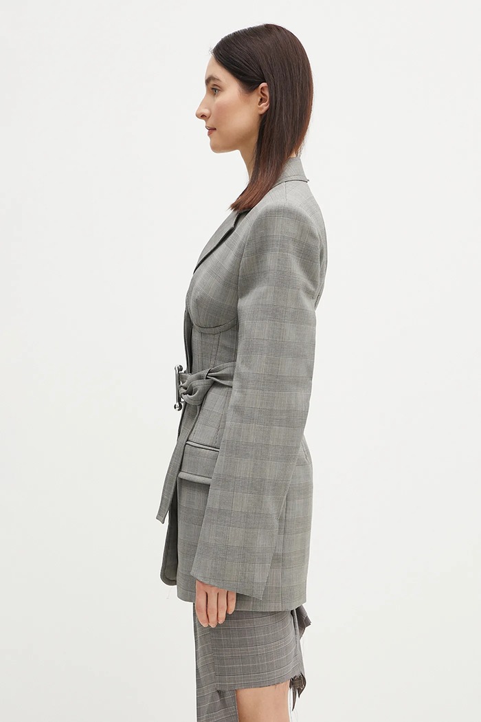 Sportmax marynarka wełniana Emy 2512041051600 szary SS25