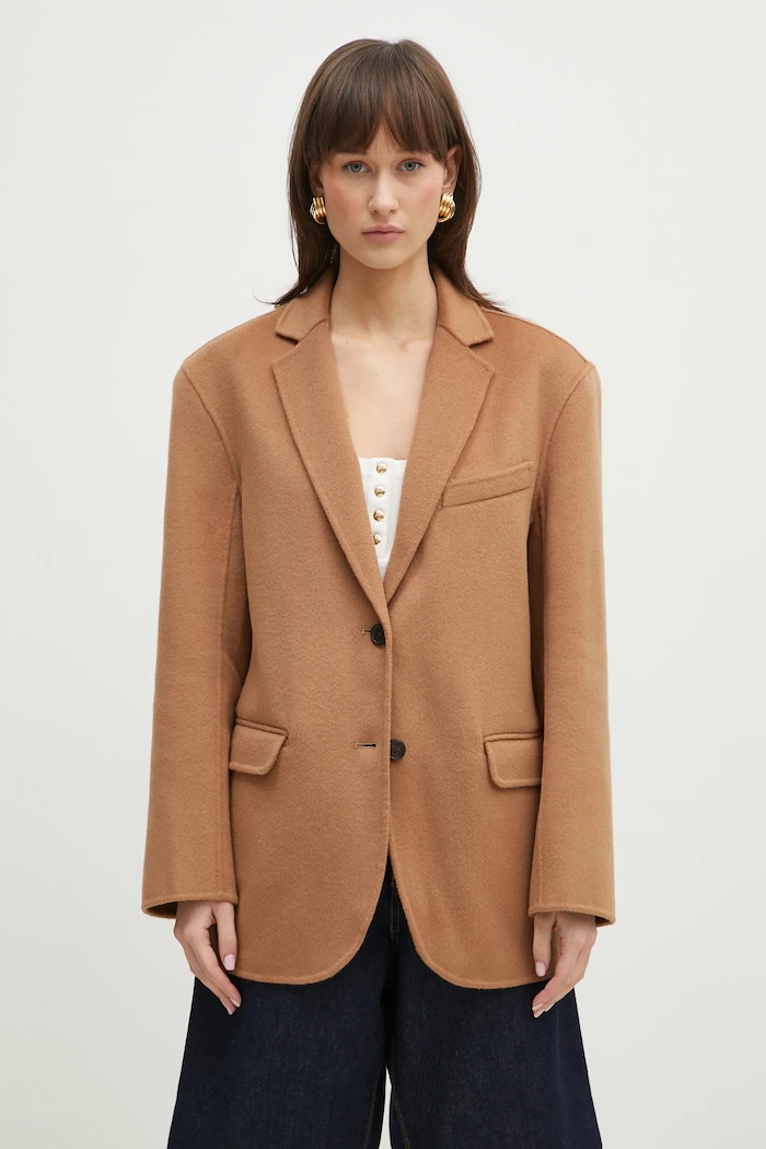 Anine Bing wool blazer Quinn Blazer without lining brown A.01.7073