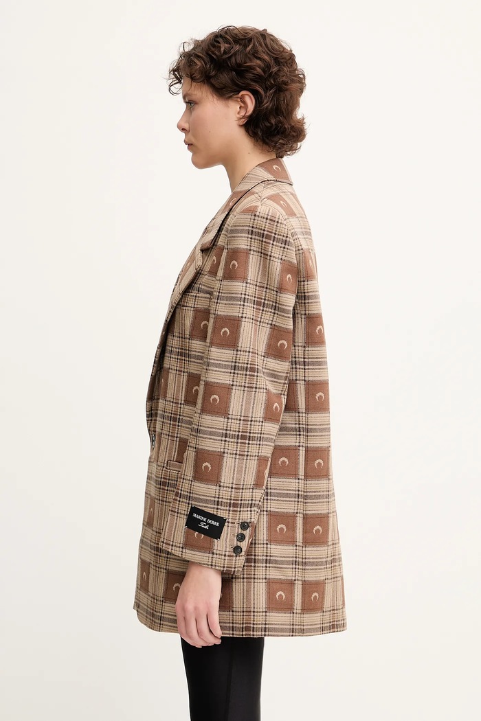 Marine Serre wool blazer Moon Checks Jacquard Boxy UJA066A.CWOV0064 brown SS25