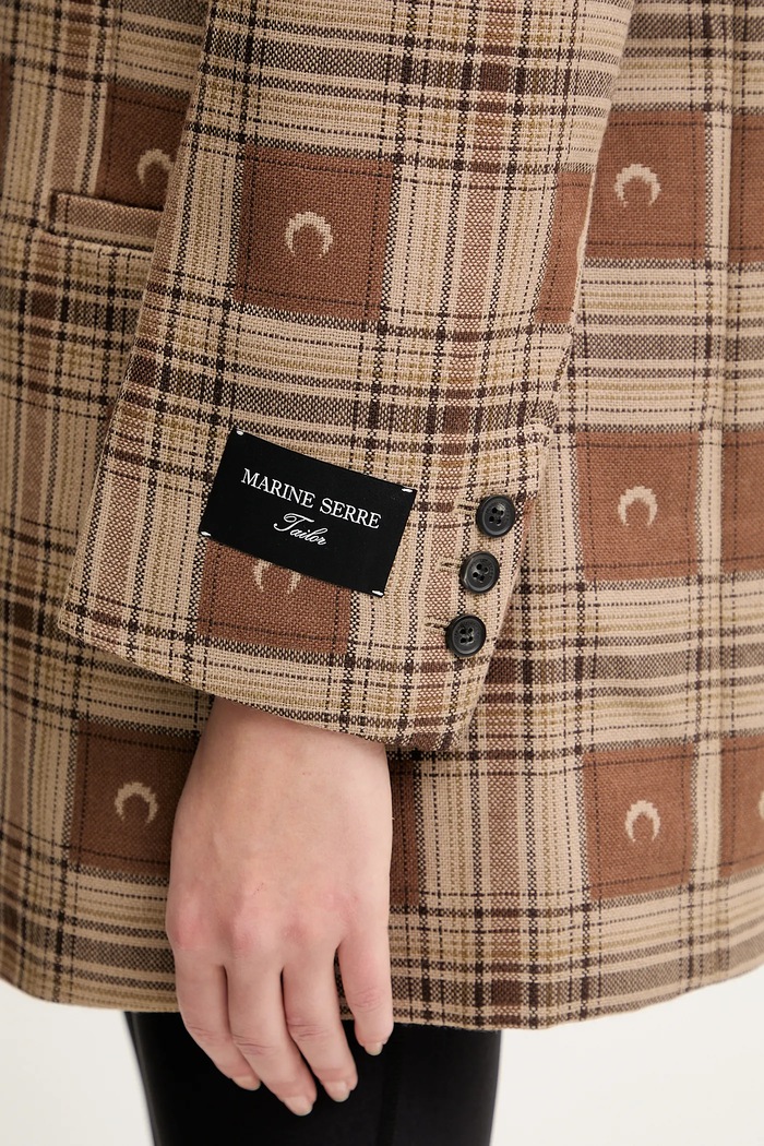 Marine Serre wool blazer Moon Checks Jacquard Boxy brown UJA066A.CWOV0064