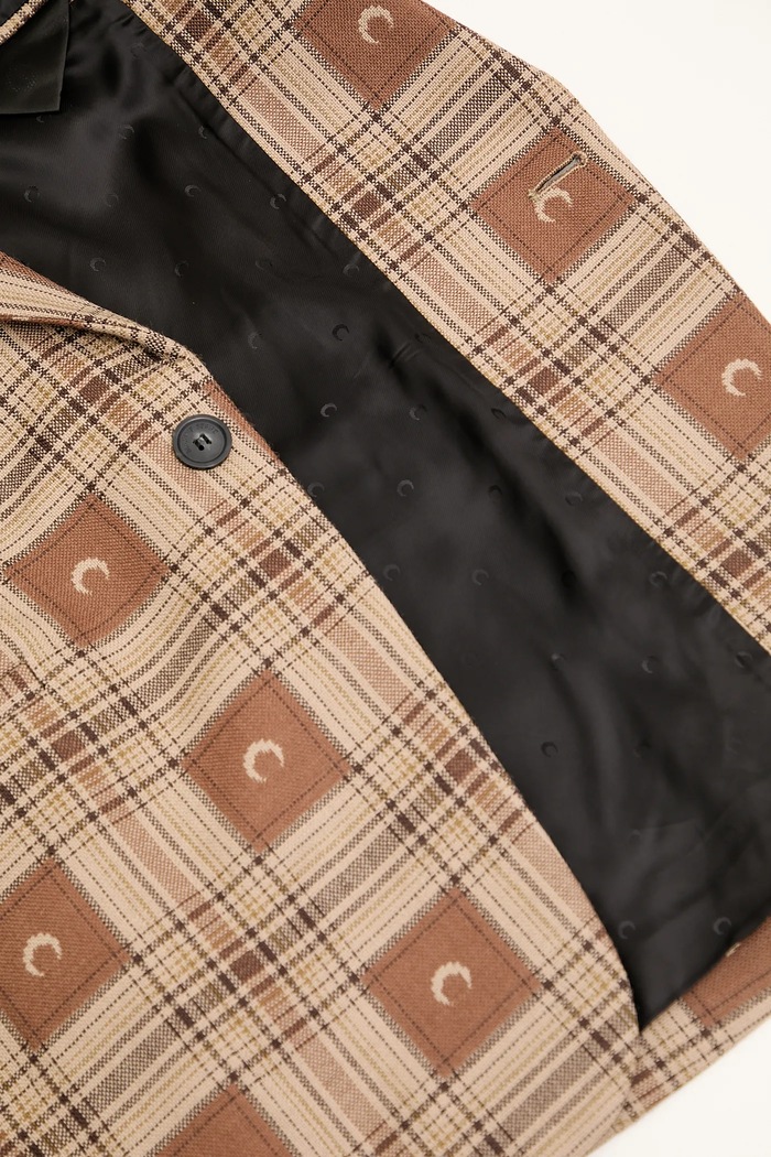 Marine Serre wool blazer Moon Checks Jacquard Boxy UJA066A.CWOV0064 brown