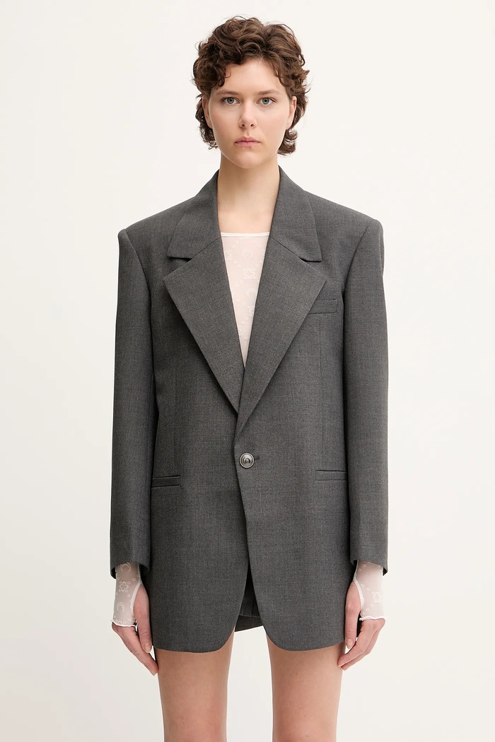 Marine Serre wool blend blazer Regenerated Tailoring Boxy fabric gray UJA066A.DWOV0057