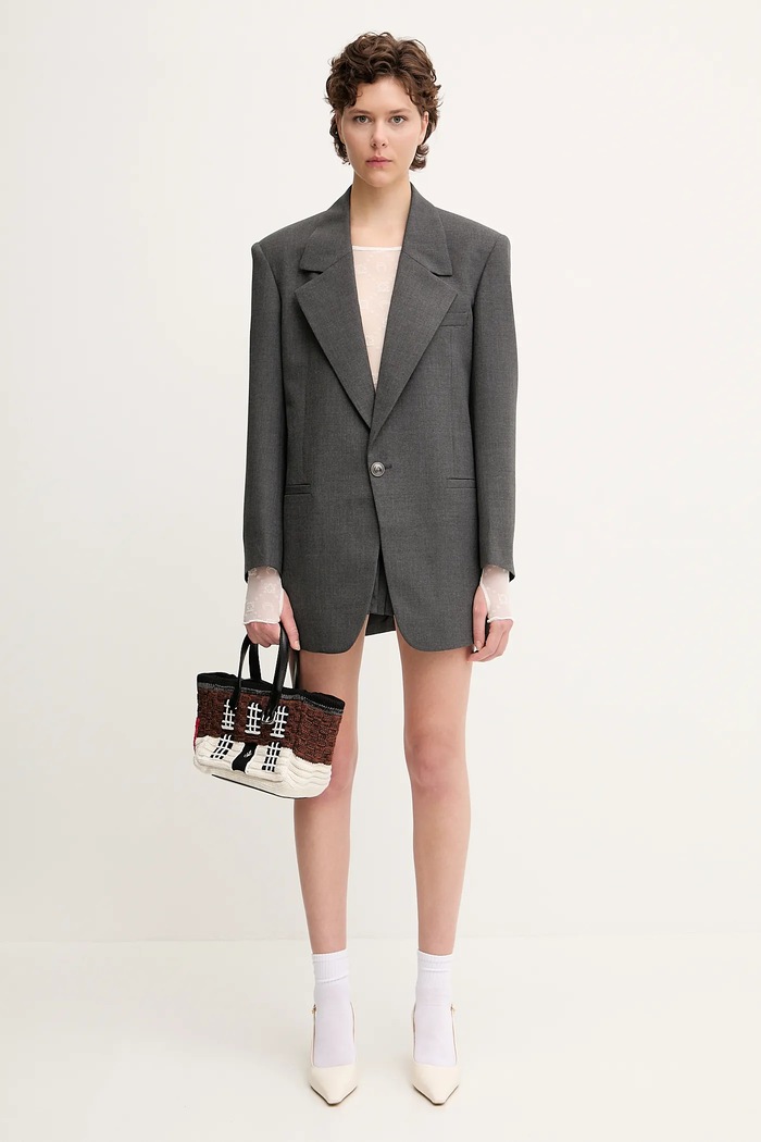 Marine Serre wool blend blazer Regenerated Tailoring Boxy UJA066A.DWOV0057