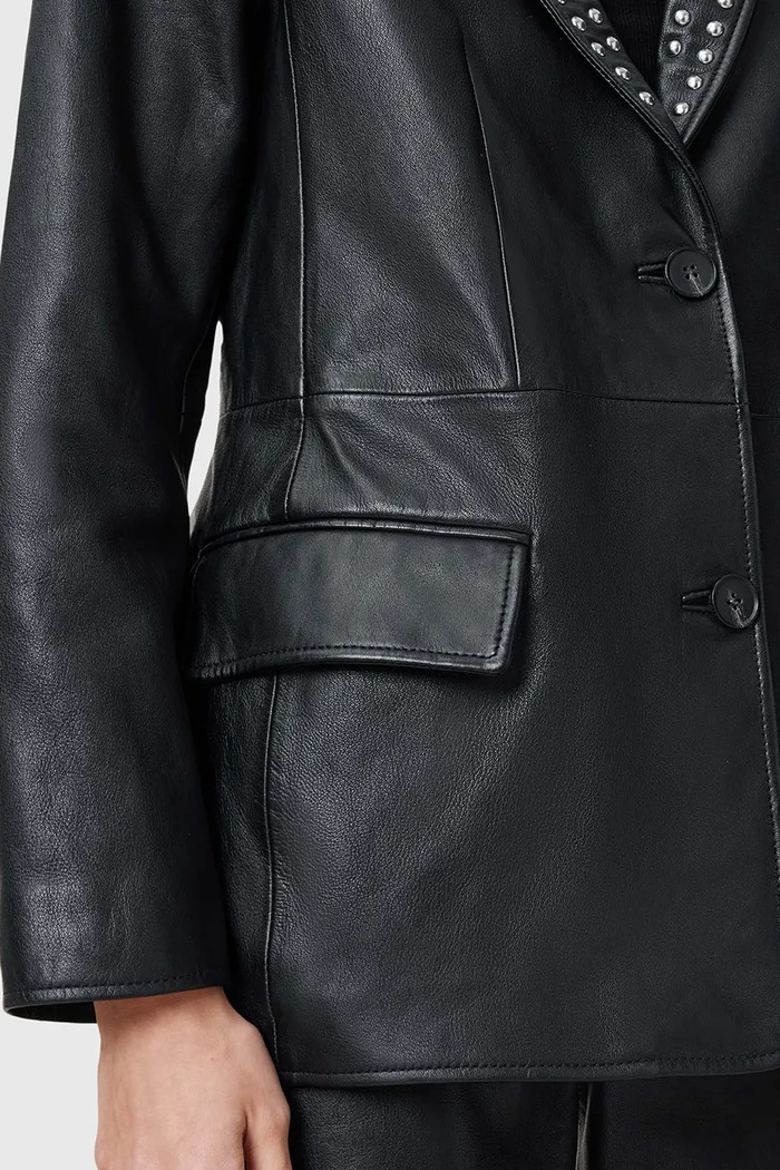 Ρούχα Δερμάτινο σακάκι AllSaints CORINNA W037LC μαύρο