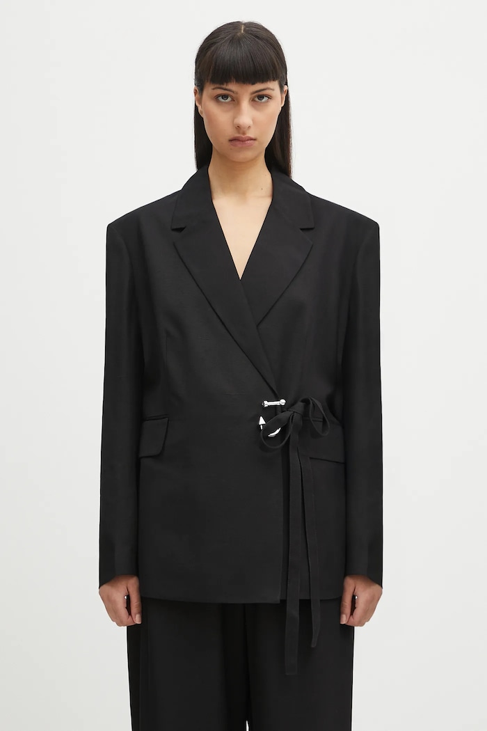 Sako s příměsí hedvábí JW Anderson Tailored Wrap jednořadý černá JK0369.PG1684.999
