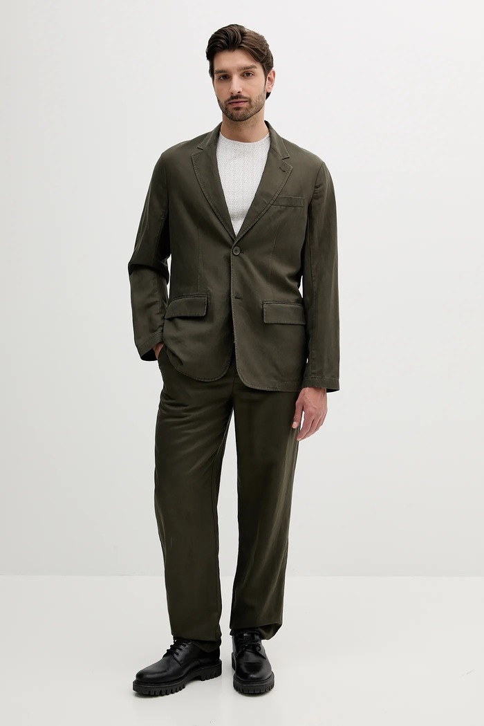 Сако с лен Armani Exchange XM000654.AF13180 зелен SS25
