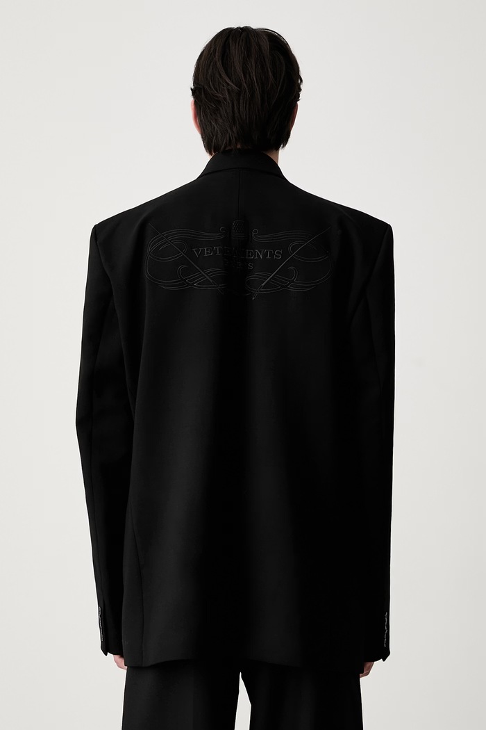 Oblečenie Vetements Logo Embroidered Single Breasted jednoradové sako s vlnou pánske UA66JA400B čierna
