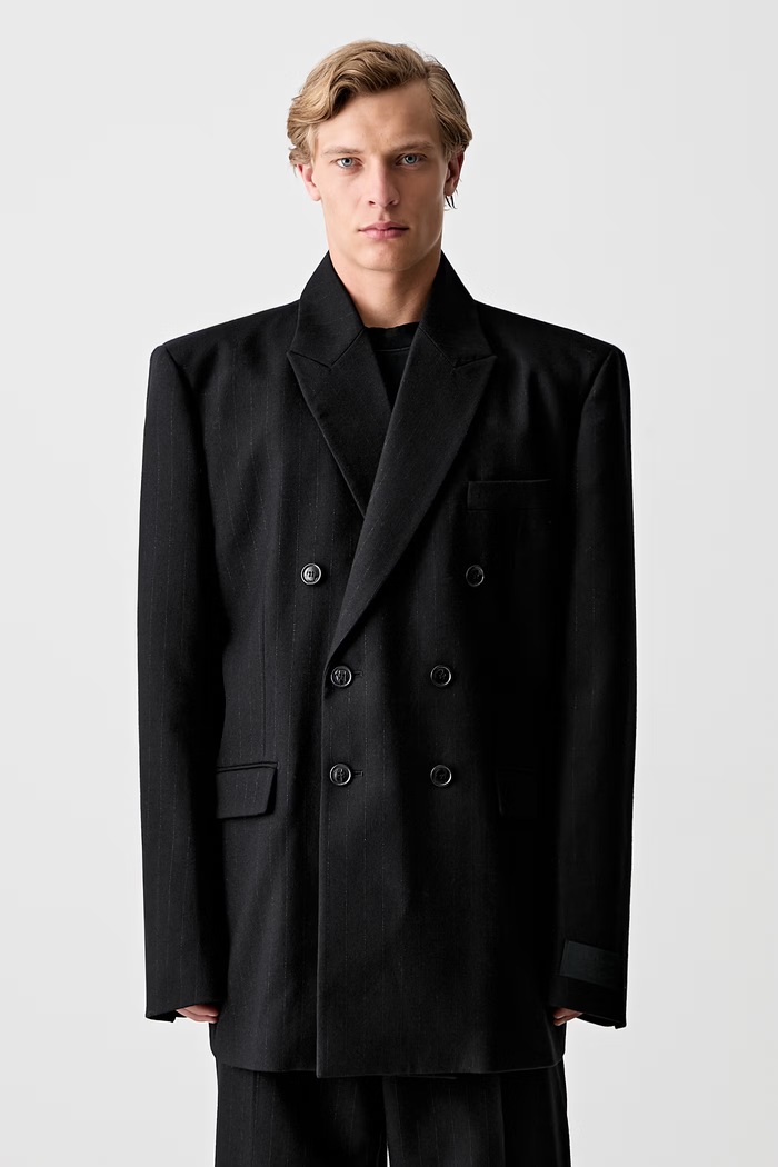 Vetements dvoredni sako od vune za muškarce vuna crna UA66JA450B1
