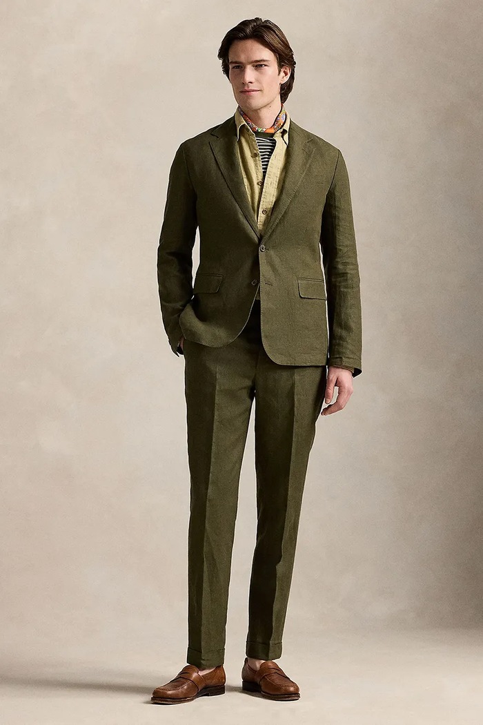 Polo Ralph Lauren marynarka lniana Sportcoat 715927474 zielony