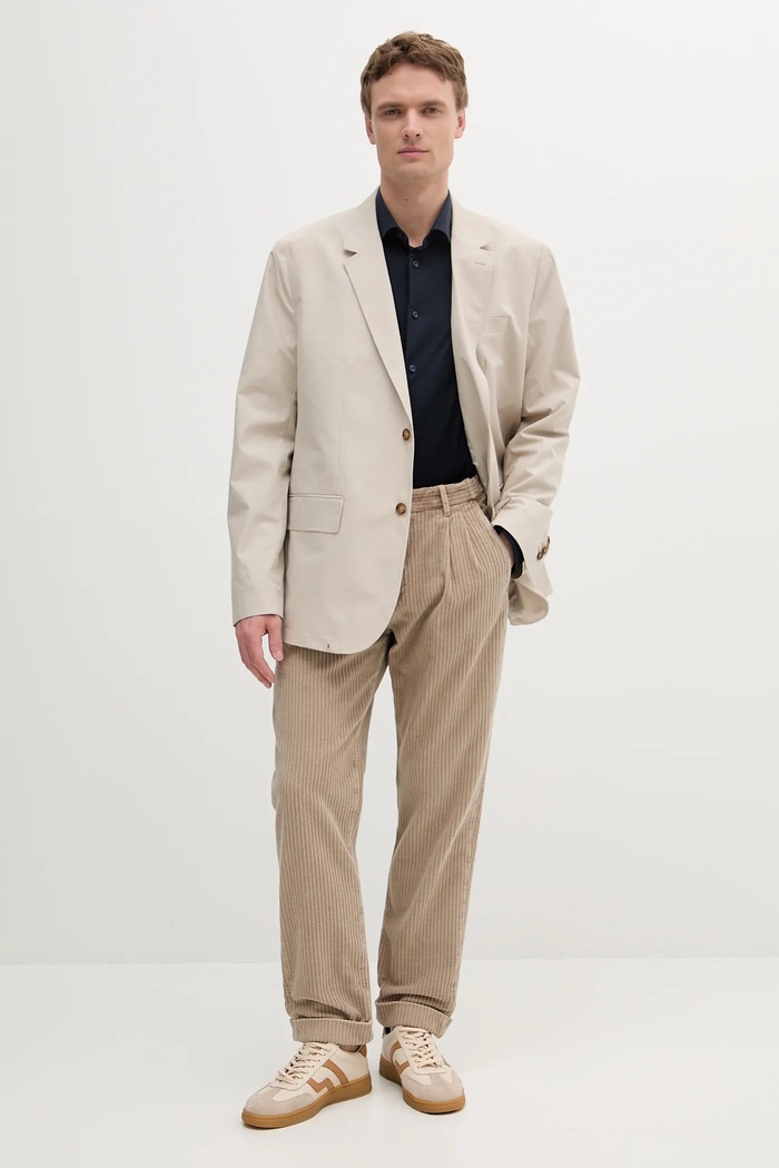 Michael Kors marynarka bawełniana CS5100THC2 beżowy SS25
