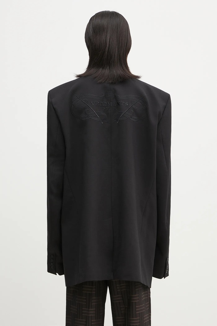 Odzież VETEMENTS marynarka wełniana Logo Embroidered UA65JA710B czarny
