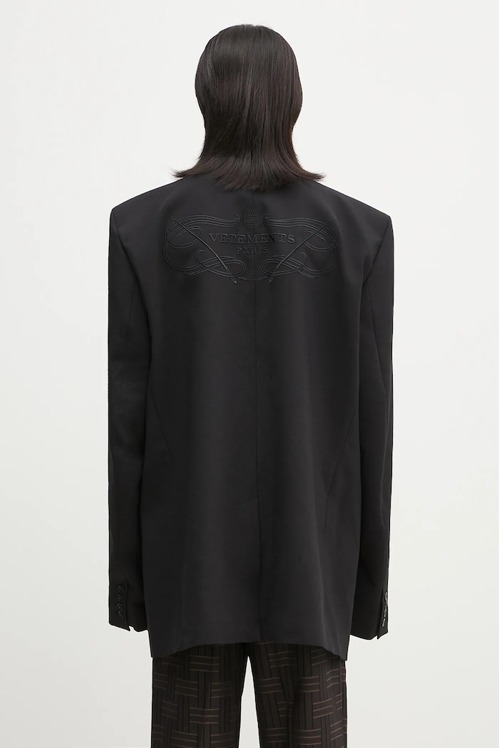 Odzież VETEMENTS marynarka wełniana Logo Embroidered UA65JA710B czarny