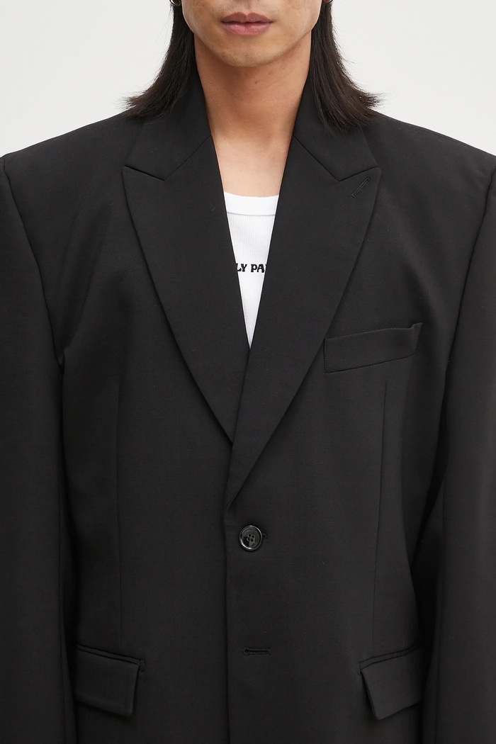 VETEMENTS marynarka wełniana Logo Embroidered UA65JA710B czarny