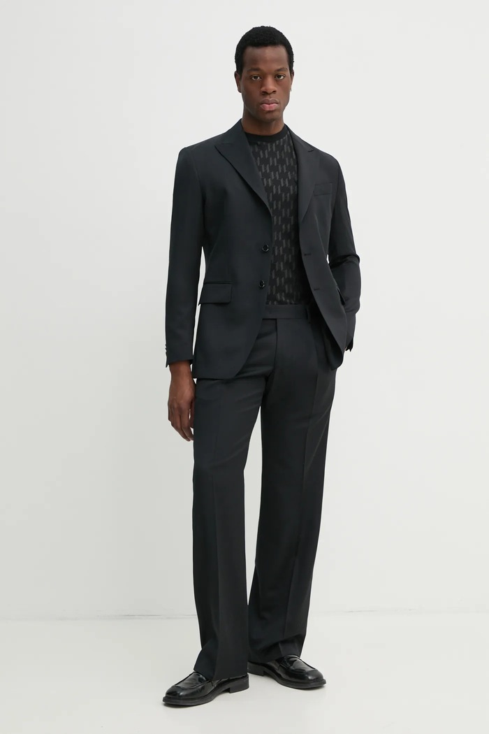 Karl Lagerfeld marynarka wełniana KL STUDIO 552055.155422 czarny SS25