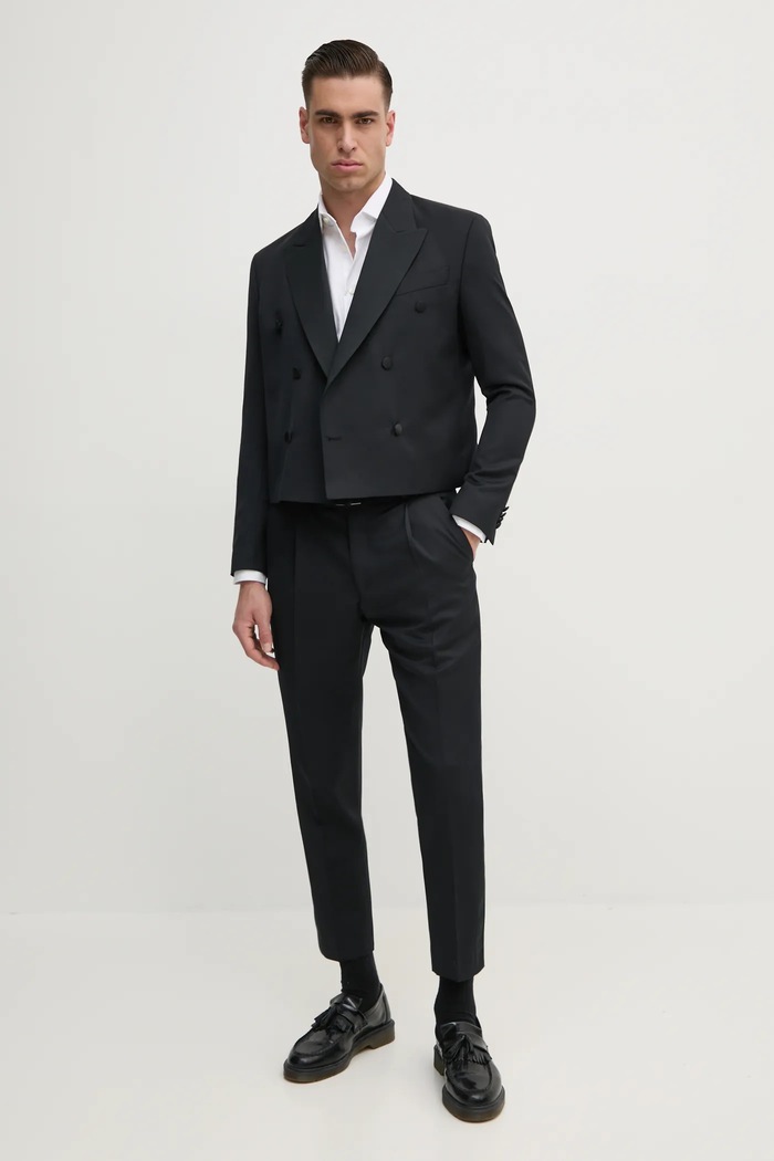 Karl Lagerfeld marynarka wełniana KL STUDIO 552055.155423 czarny SS25
