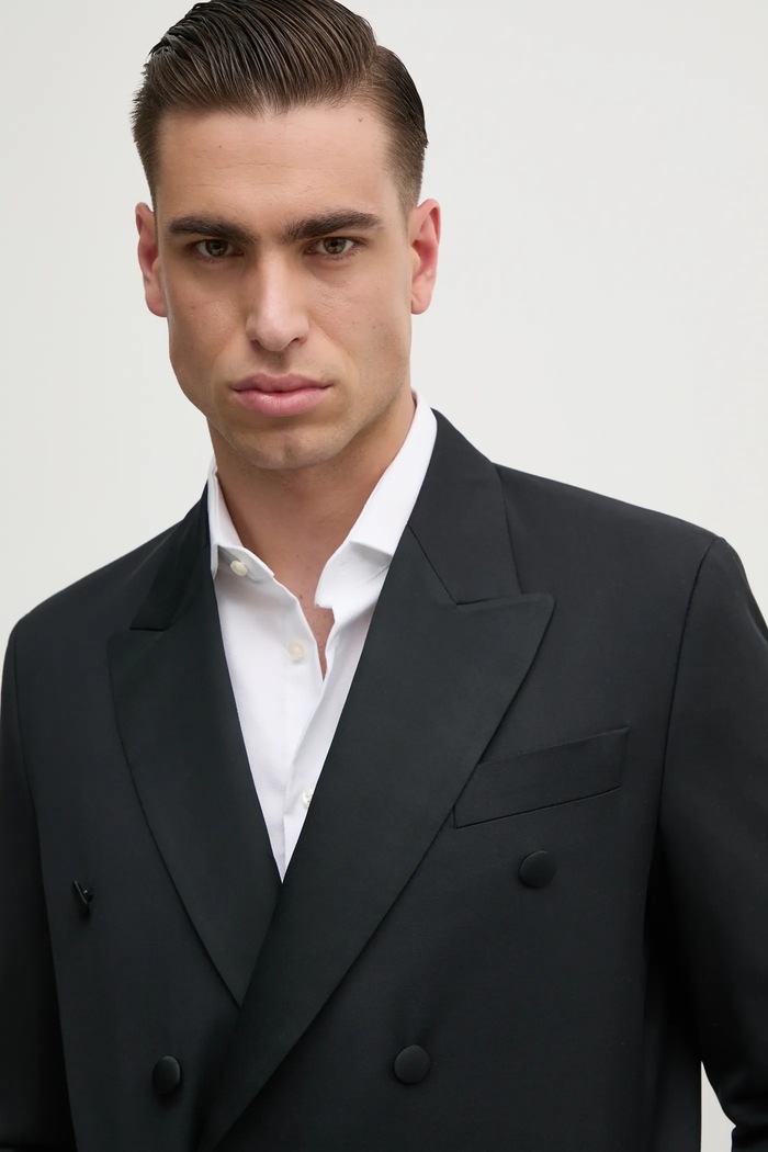 Karl Lagerfeld marynarka wełniana KL STUDIO czarny 552055.155423