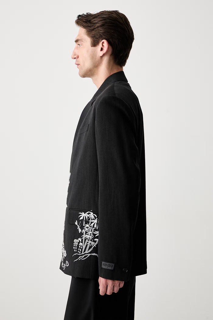 Kenzo sako s prímesou vlny pánske FF55VE1429RI.99 čierna SS25