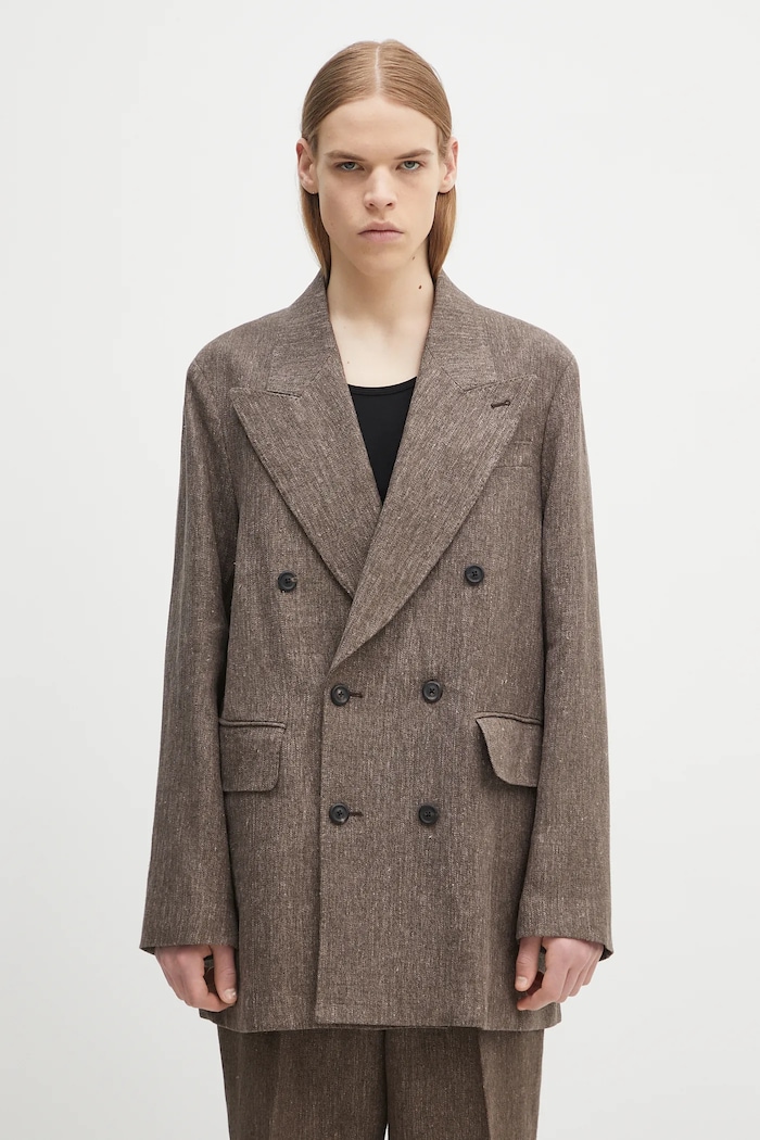 Ľanové sako Sharp Db Blazer ľan hnedá M2250STC