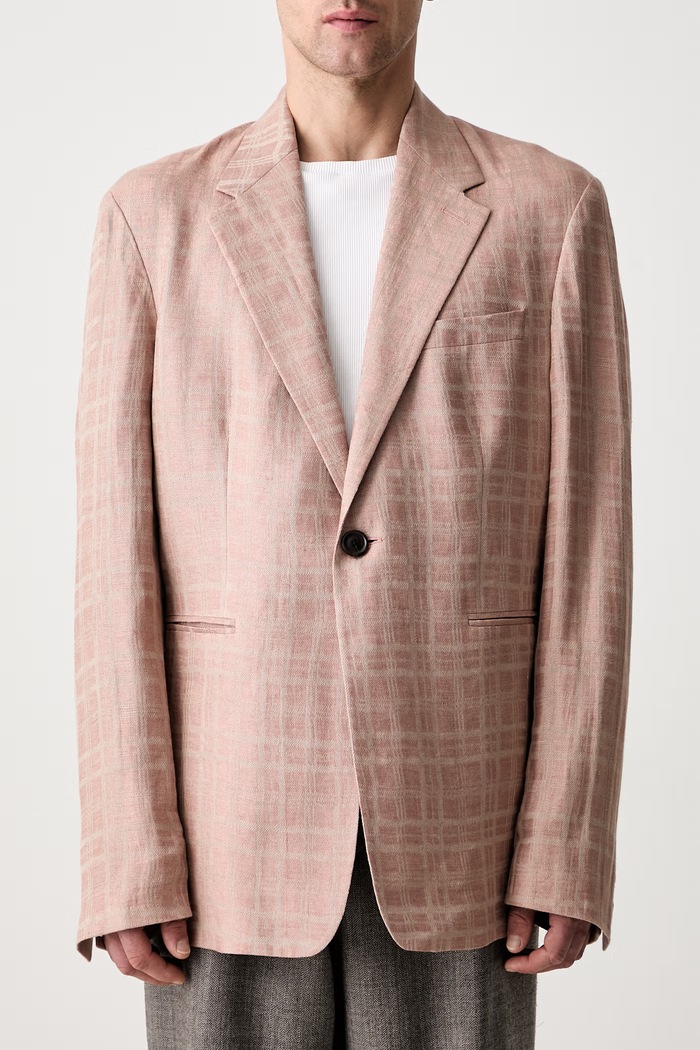 Our Legacy Unconstructed Shinjuku Blazer однобортный пиджак из льна для мужчин бежевый M2250UH