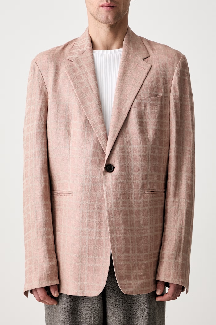 Our Legacy Unconstructed Shinjuku Blazer однобортный пиджак из льна для мужчин бежевый M2250UH