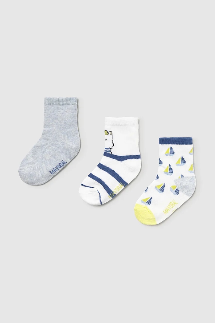 Mayoral skarpetki niemowlęce 3-pack skarpetki długie niebieski 10870.3C.Baby.PPYA