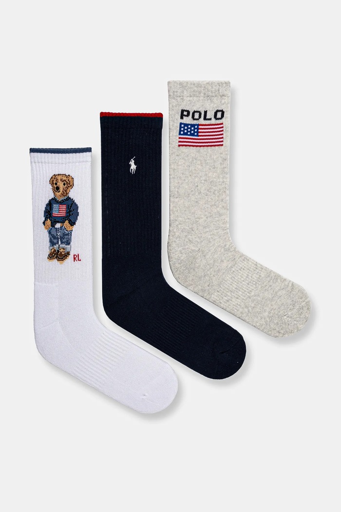 Κάλτσες Polo Ralph Lauren 3-pack ψηλές κάλτσες σκούρο μπλε 455968680
