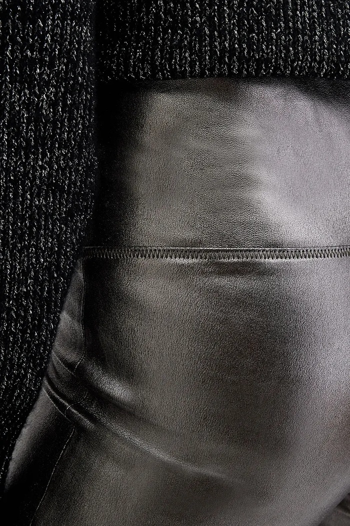 Kožené legíny AllSaints CORA stříbrná W058TB