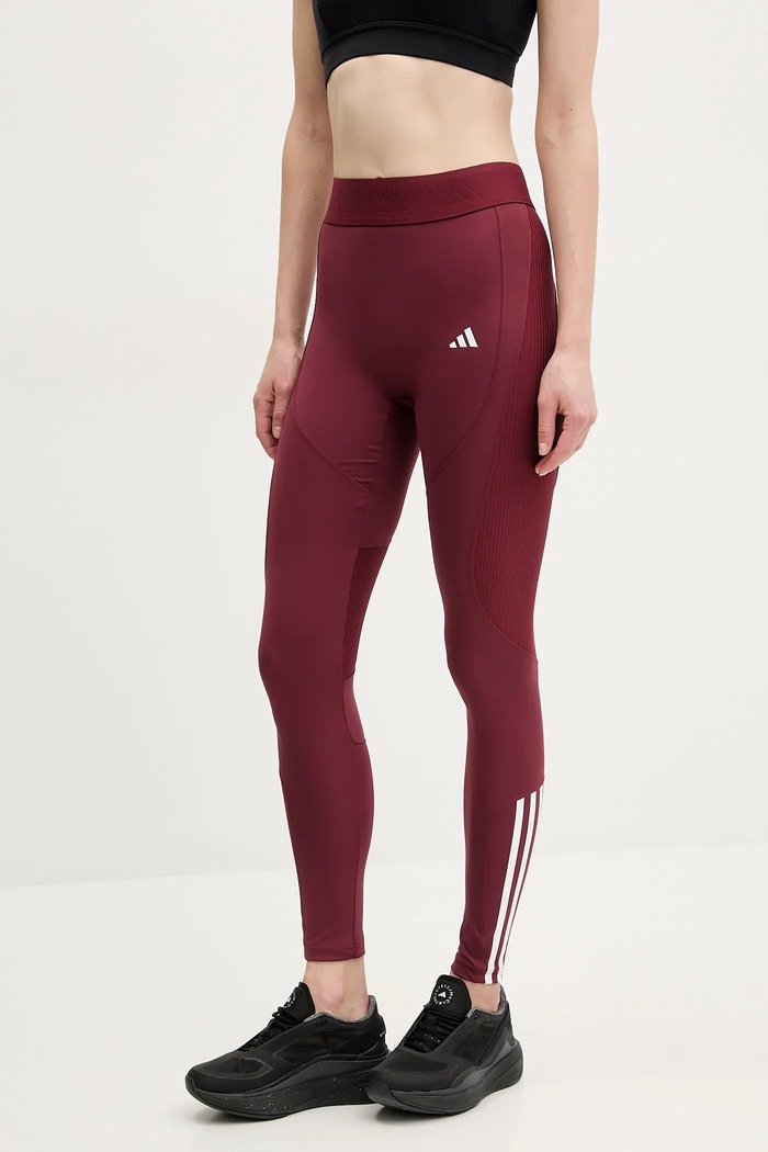 Tréninkové legíny adidas Performance Hyperglam pletenina burgundské JE8821