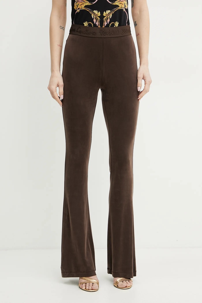 Versace Jeans Couture legginsy dzianina brązowy 78HAC107.J0190
