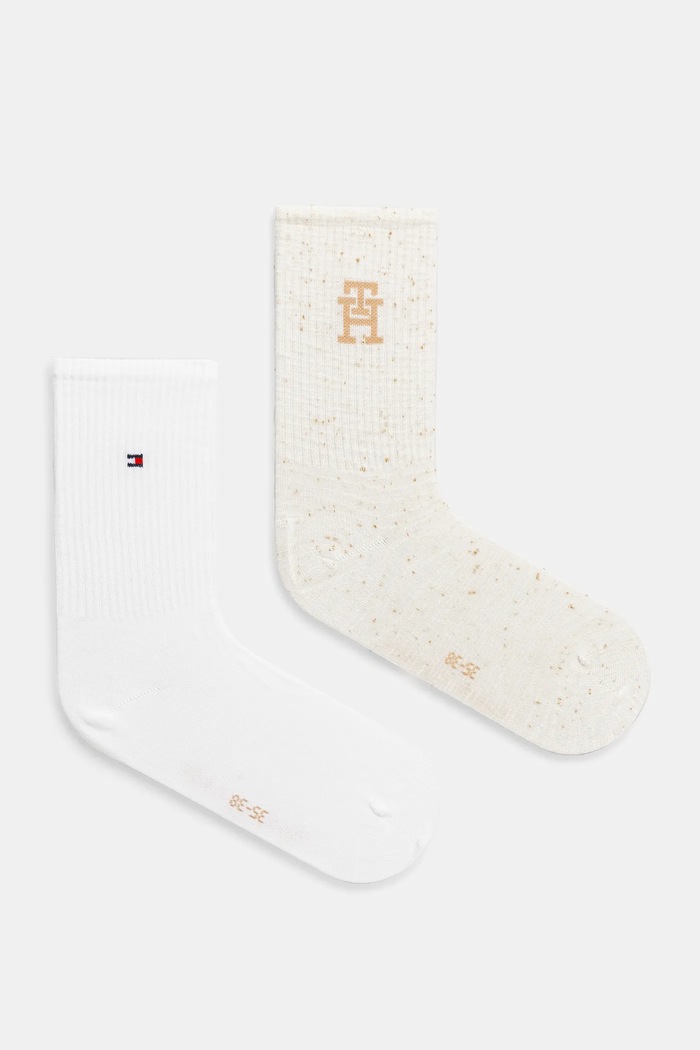 Tommy Hilfiger skarpetki 2-pack melanż beżowy 701232609