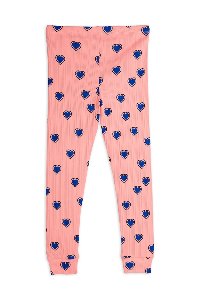 Mini Rodini leggins din bumbac pentru copii Outlined hearts 2523012428 roz SS25