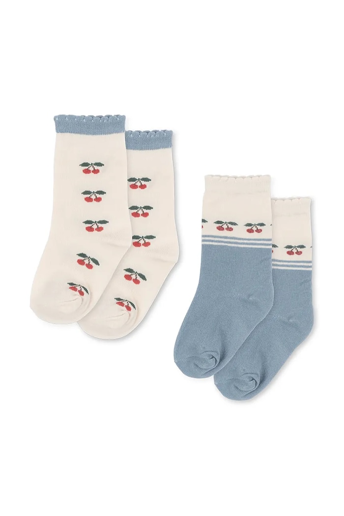 Konges Sløjd skarpetki dziecięce 2 PACK CHERRY SOCKS 2-pack skarpetki długie beżowy KS103310