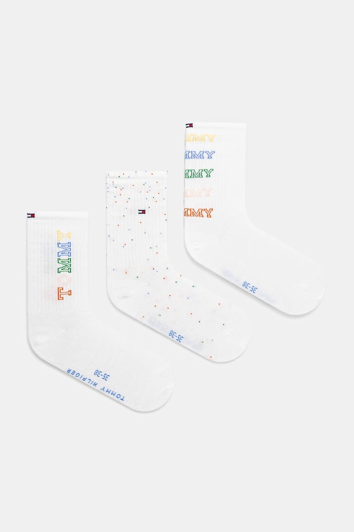 Tommy Hilfiger skarpetki dziecięce 3-pack wzorzyste biały 701232711.PPYA